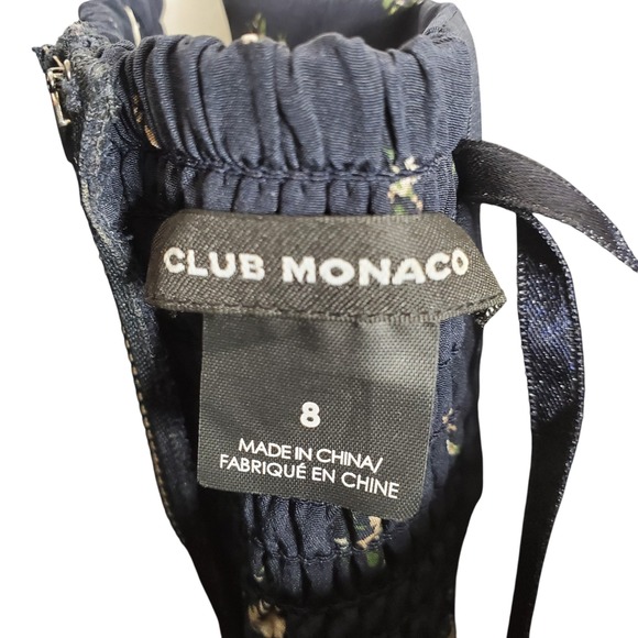 Club Monaco Harper Silk Navy Floral Strapless Mini Dress Size 8 Party Cocktail - Picture 9 of 16